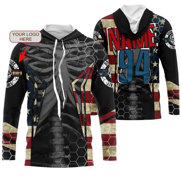 Custom logo racing jersey UPF30+ Patriotic chest bone motorcycle motocross offroad riders racewear NMS1015