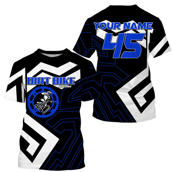 Custom dirt bike jersey blue UPF30+ kids adults motocross racing long sleeves motorcycle off-road NMS1036