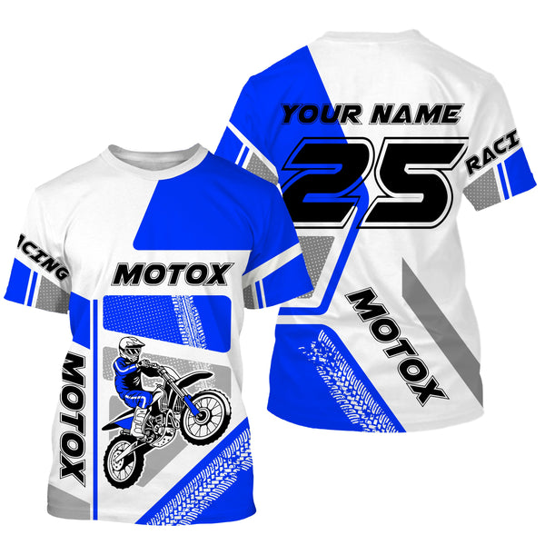 Customizable dirt bike jersey youth kid adult UPF30+ blue riding Motocross off-road extreme shirt PDT75