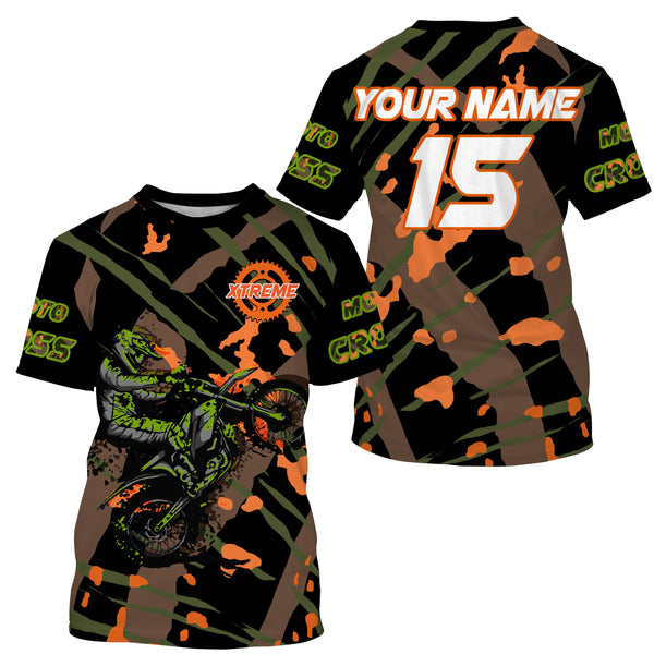 Camo Motocross racing jersey kid men women UPF30+ personalized dirt bike off-road motorcycle PDT58