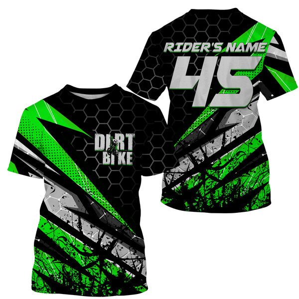 Customizable Motocross jersey for kid men women UPF30+ off-road dirt bike green MX racing shirt PDT109