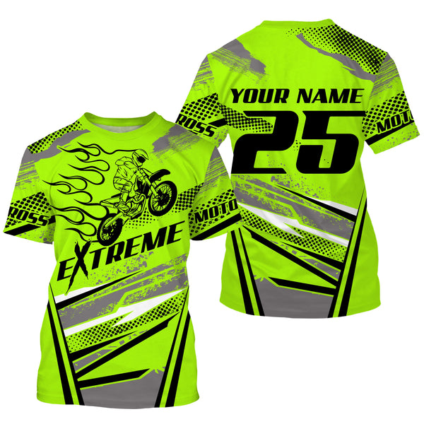 Green MX custom jersey UV protective youth kid adult extreme racing dirt bike motorcycle shirt PDT86