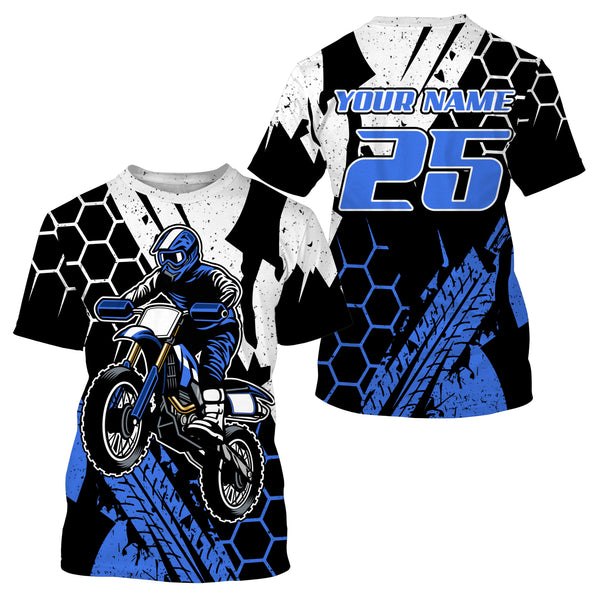 Custom jersey for dirt bike UPF30+ kid men women blue Motocross racing extreme off-road motorcycle PDT99