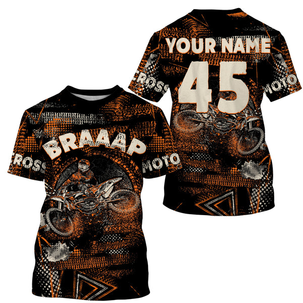 Dirt bike custom youth kid adult MX jersey UPF30+ motocross orange off-road motorcycle riding PDT61