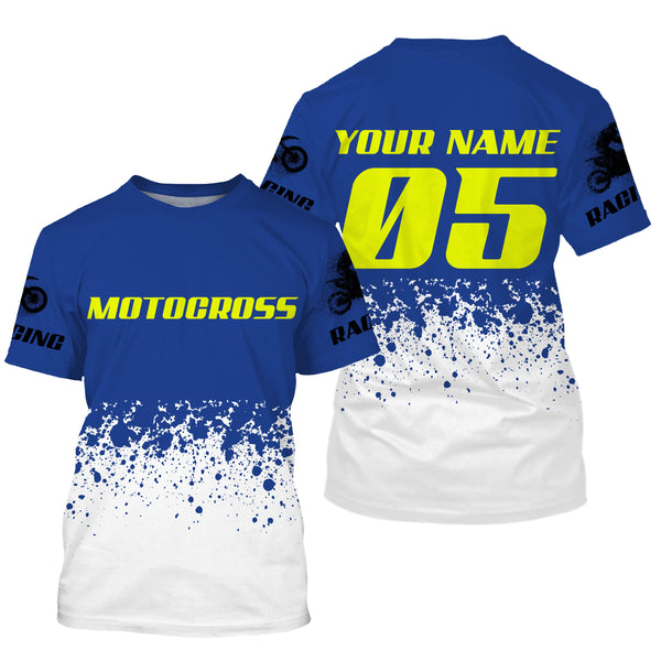 Custom motocross jersey blue dirt bike UPF30+ kids men women racing enduro motorcycle off-road NMS1031