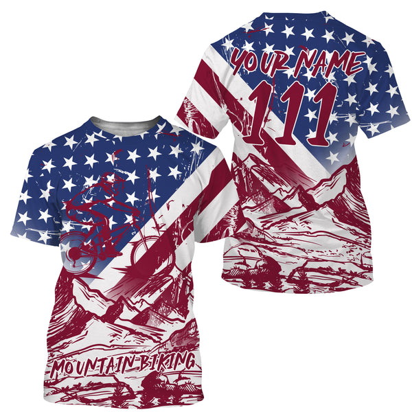 Patriotic Mountain Biking Gear Personalized UPF30+ MTB American Downhill off-road Cycling shirt| SLC27