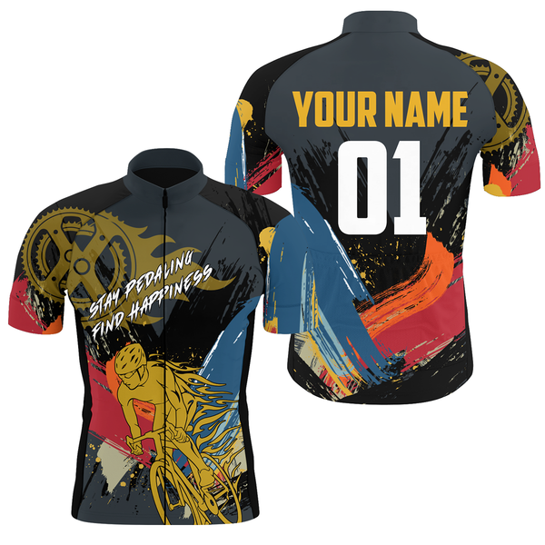 Stay pedaling find happiness sport Men Cycling Jersey Custom long sleeves road shirt | SLC03