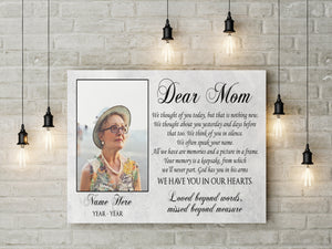 Mom Remembrance - Personalized Memorial Canvas for Mother Dear Mom in Heaven Sympathy Gift for Loss of Mom Mother Remembrance Mom Memorial Gift In Loving Memory Wall Art - JC762