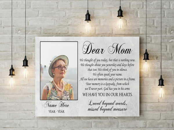 Mom Remembrance - Personalized Memorial Canvas for Mother Dear Mom in Heaven Sympathy Gift for Loss of Mom Mother Remembrance Mom Memorial Gift In Loving Memory Wall Art - JC762