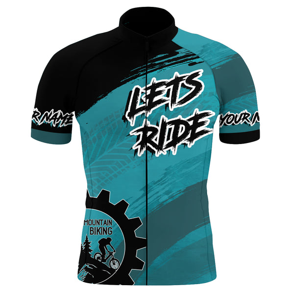 Lets ride Custom Men Cycling Jersey racing blue grunge shirt mountain biking gear Cycling gift idea| SLC02