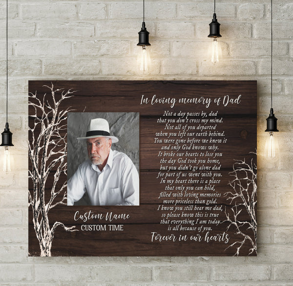 Custom Dad memorial canvas - Bereavement gift for loss of father, in Loving memory of Dad in heaven CNT05