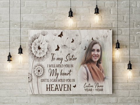 Personalized Memorial Gifts for Loss of Sister Deepest Sympathy Canvas Hold You in Heaven - VTQ92