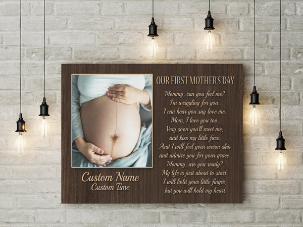 Personalized New Mom Canvas| Our First Mother's Day| New Mom Gift for Wife, Expecting Mom from Husband| JC828