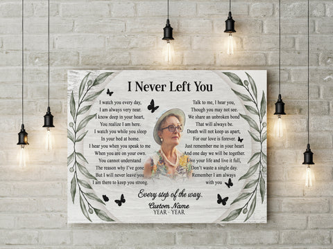 Sympathy gift for loss of loved one, I never left you canvas/poster for loss of Father Mother - VTQ174