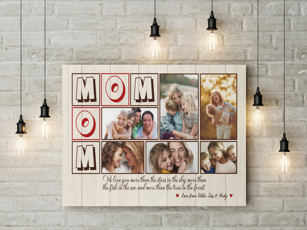 Personalized Mom Canvas| Mom Photo Collage Wall Art| Mom Gift Mother Gift on Mother's Day Christmas| JC835