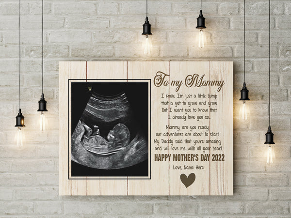 Custom New Mom Canvas| To Mommy from Baby Bump Happy Mother's Day To New Mom Gift for Expecting Mother| JC823