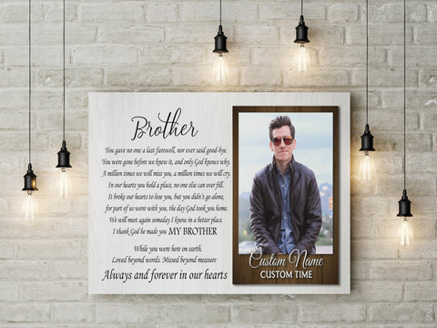 Brother Memorial Canvas| Custom Brother Memorial Gift, Sympathy Gift for Loss of Brother Remembrance JC879