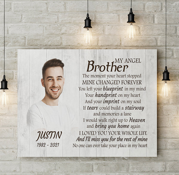 Brother Memorial Canvas Personalized Picture Frame, Bereavement Sympathy Gift for Loss of Brother N2676