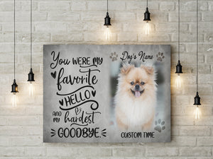 Personalized Memorial Gifts for Loss of Dog Cat Favorite Hello Hardest Goodbye Remembrance Keepsake VTQ32