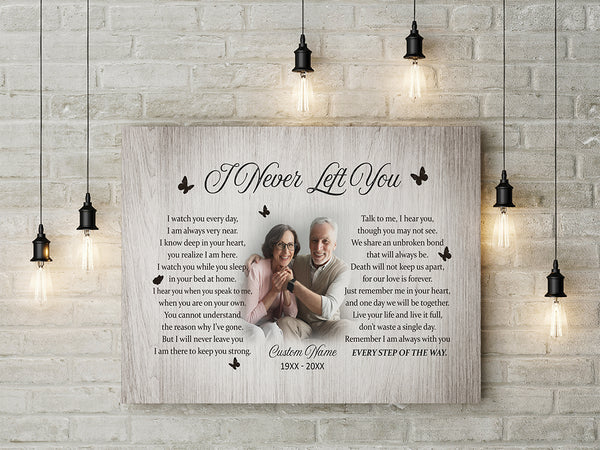 Personalized Memorial Canvas - I Never Left You, Custom Photo Remembrance Wall Art, Sympathy Gift N2662