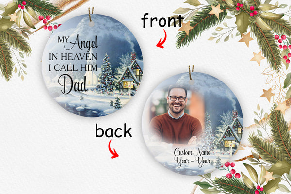 Dad Remembrance - Personalized Memorial Ornament, Christmas in Heaven, In Memory Home Decor for Loss of Father| NOM27