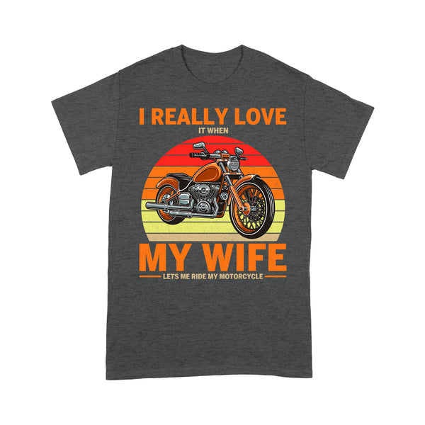 I Really Love My Wife Motorcycle Men T-shirt - Biker T-shirt, Cool Cruiser Rider Shirt for Husband Biker| NMS08 A01