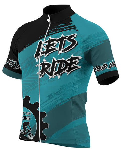 Lets ride Custom Men Cycling Jersey racing blue grunge shirt mountain biking gear Cycling gift idea| SLC02