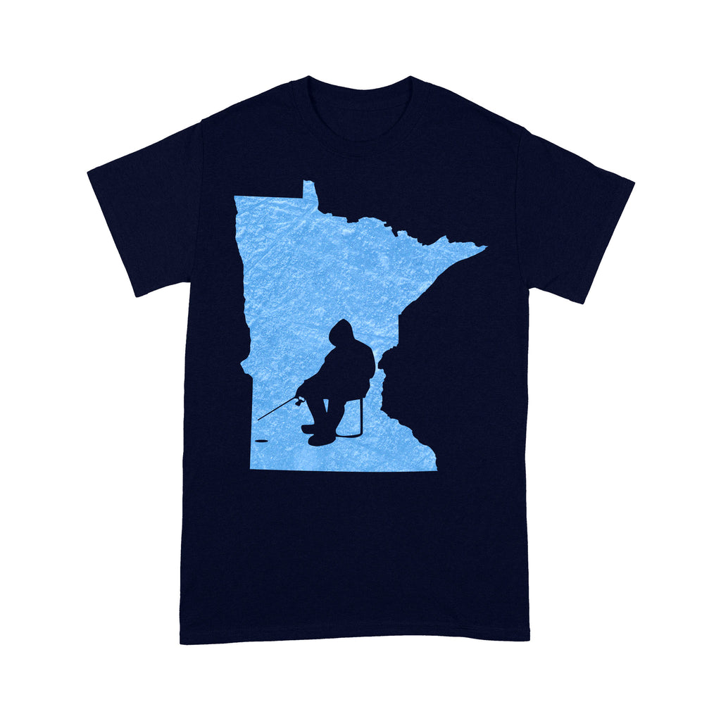 Minnesota Ice Fishing Shirts, Winter Fishing Minnesota State Love Fishing T-Shirt - FSD2927 D06 5XL / Black