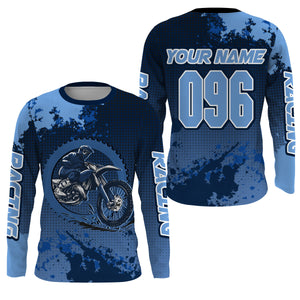 Custom Motocross racing jersey UV protective blue dirt bike for youth men women motorcycle shirt PDT25