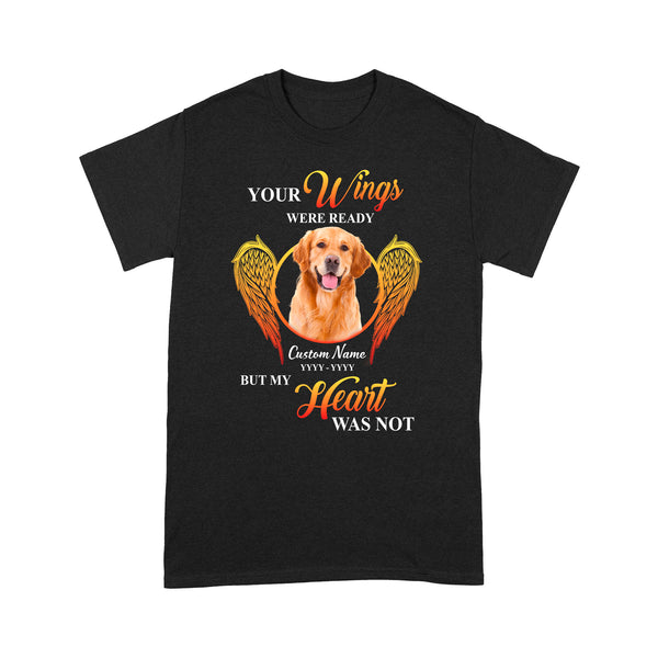 Custom Dog Memorial T-shirt| Your Wings Were Ready Dog Remembrance Gift, Dog Sympathy Gift|JTSD187 A02M07