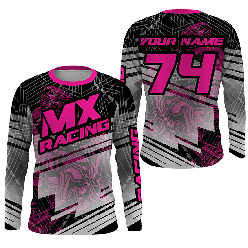 Custom Dirt Bike Jersey Kid Men Women UPF30+ Pink Motocross Racing MX Off-Road Shirt Motorcycle PDT380