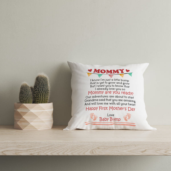 Happy First Mother's Day from Baby Bump Pillow, Cute Gift for Pregnant Mom, New Mom, Mom to Be Gift| NPL09