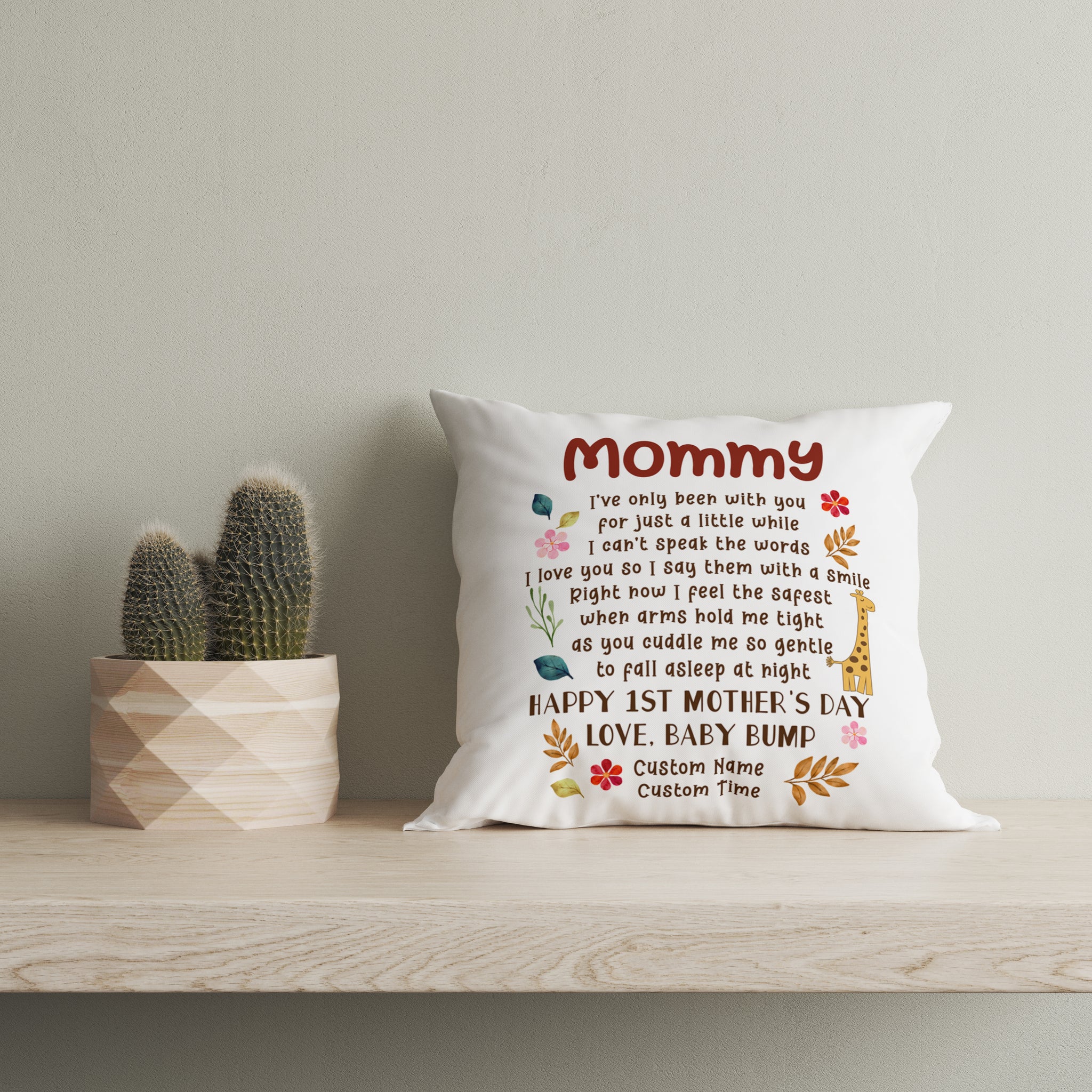 Custom Pillow Happy First Mother's Day| New Mom, Mom To Be Gift, Expecting Mother| JPL19
