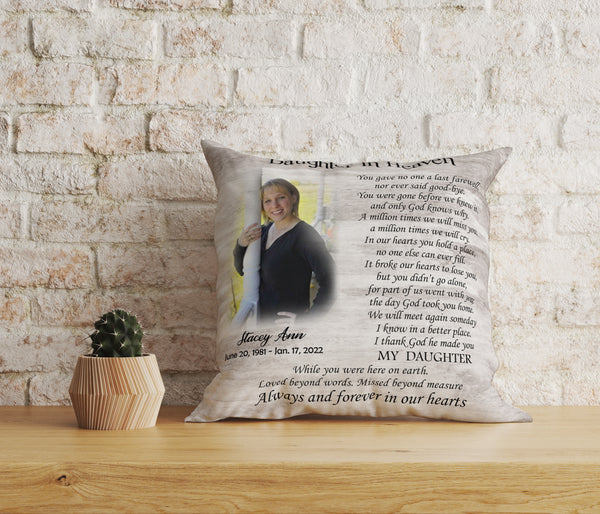 Daughter Memorial Personalized Pillow| Sympathy Gift for Loss of Daughter, Daughter Remembrance| JPL50