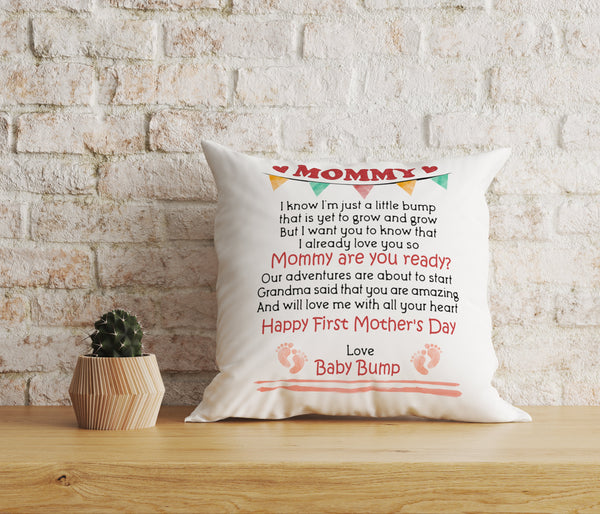 Happy First Mother's Day from Baby Bump Pillow, Cute Gift for Pregnant Mom, New Mom, Mom to Be Gift| NPL09