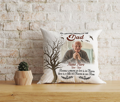 Dad Memorial Pillow Personalized Remembrance for Loss of Father in Memory Sympathy Gift 1-sided Print| NPL68