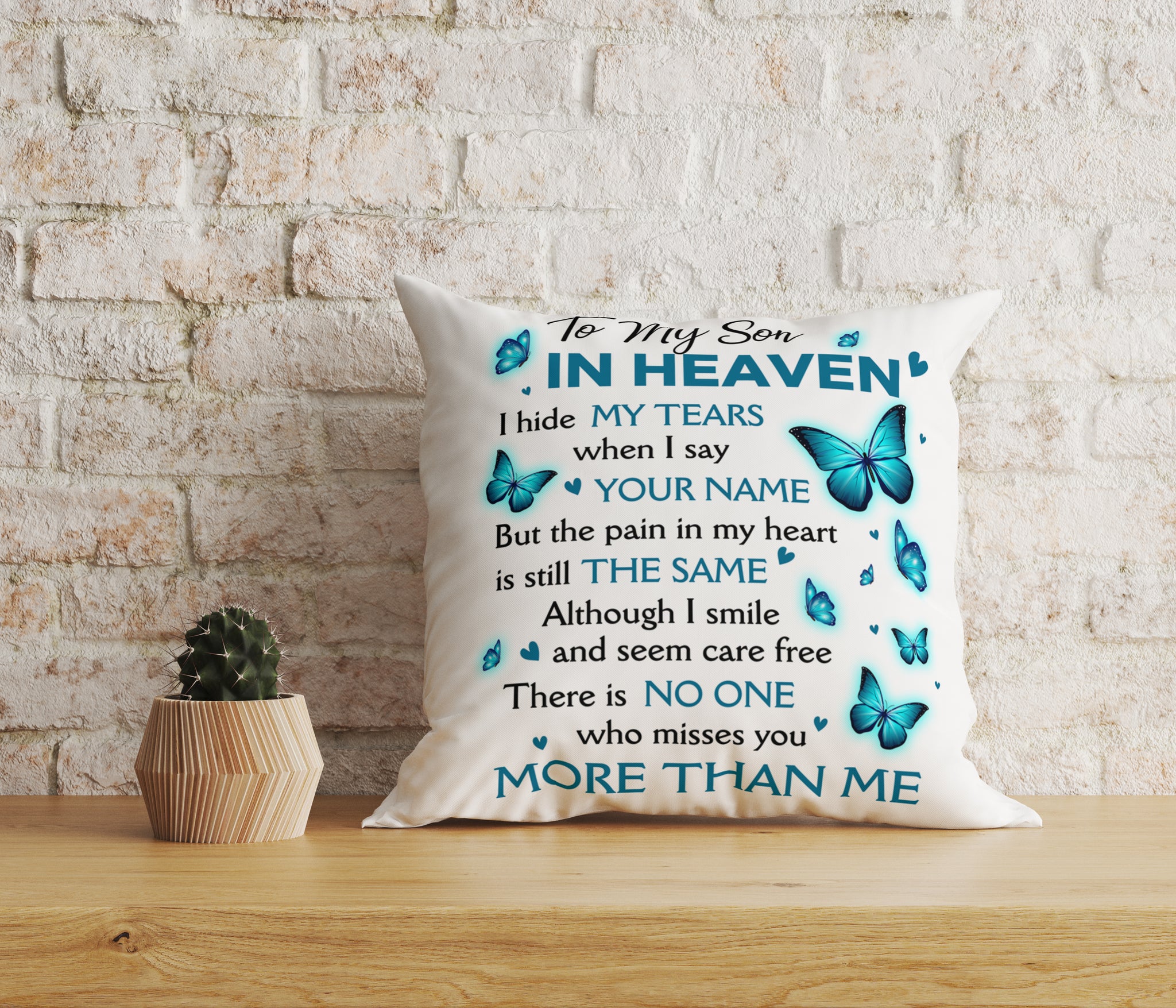 Son in Heaven Memorial Pillow Remembrance Son in Memory Sympathy Gift for Loss of Son 1-sided Print NPL59