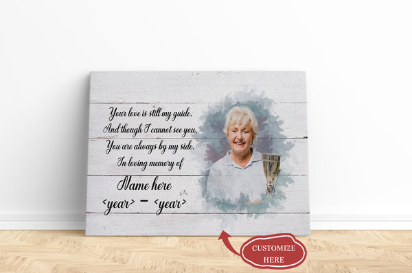 Personalized Canvas| You Are Always By My Side Memorial Canvas Wall Art| In Loving Memory of Mother, Father, Grandmother, Grandfather| Sympathy Gift for Loss of Husband, Wife, Son, Daughter| T146