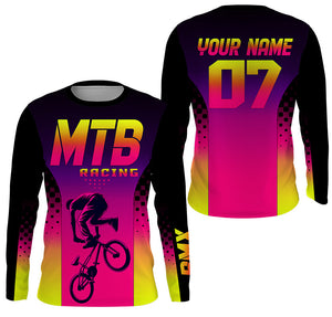 Pink MTB racing jersey girls boys UPF30+ mountain bike gear mens cycling jersey kids riding shirt| SLC277