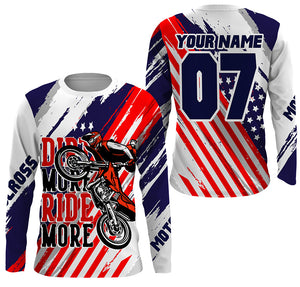 Patriotic Motocross Jersey UPF30+ Dirt More Ride More Custom Dirt Bike Racing American Flag Shirt NMS1276