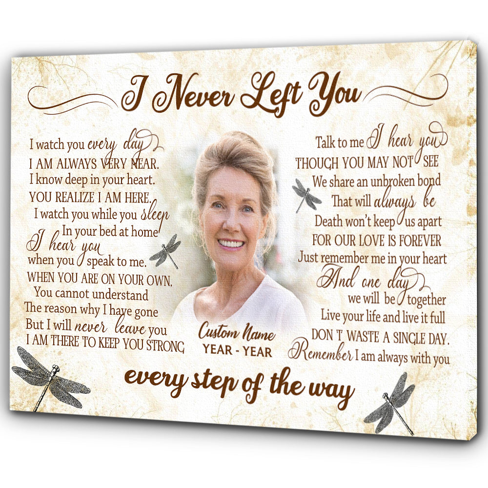 Customized memorial canvas - I never left you, Remembrance gift for loss, in memory of mom dad son CNT15