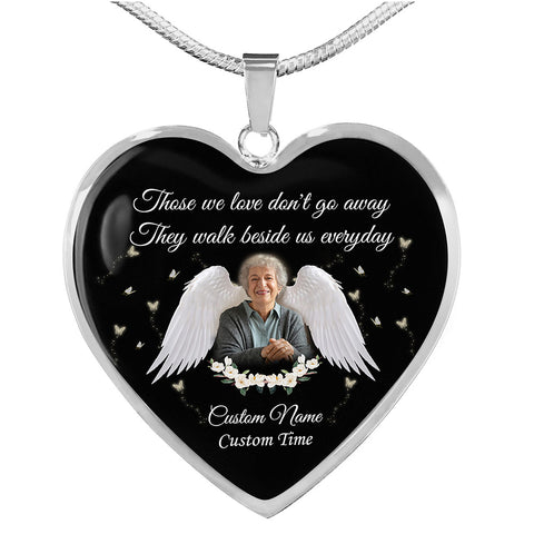 Custom Memorial necklace with picture| Sympathy remembrance jewelry for loss loved one in heaven NNT11