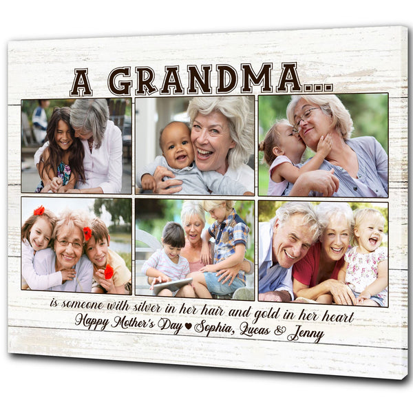 Grandma Personalized Canvas Custom Photo Collage, Happy Mothers's Day Gift, Nana Birthday Christmas| N2492