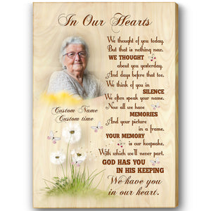 Memorial Gift Forever in Our Heart for Loss of Loved One Personalized Deepest Sympathy Canvas VTQ88