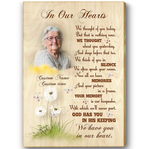 Memorial Gift Forever in Our Heart for Loss of Loved One Personalized Deepest Sympathy Canvas VTQ88