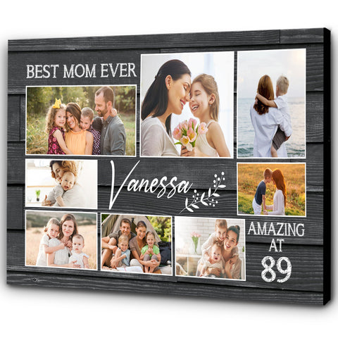 Best Mom Ever Personalized Canvas Photo Collage, Mothers's Day Gift, Mom Birthday Christmas Keepsake| N2486