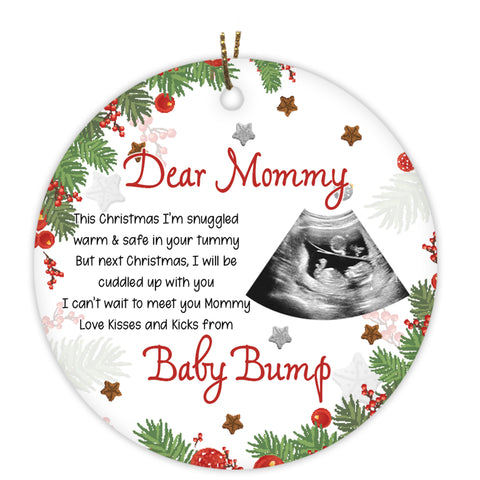 Customized Ultrasound Baby Ornament| Baby Bump Ornament Dear Mommy Gifts for New Mom on Christmas OP49