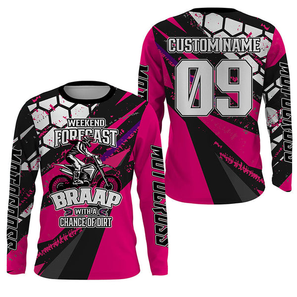 Girls Women Funny Motocross Jersey Personalized UPF30+ MX Racing Dirt Bike Long Sleeves NMS1227