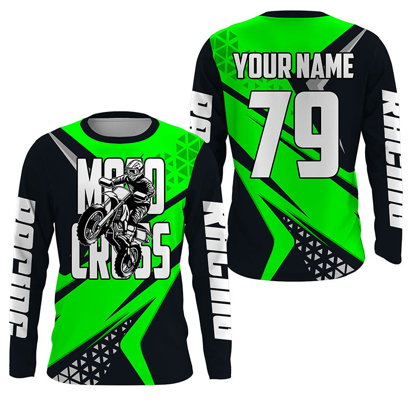 MX racing jersey green custom number Motocross kid adult UPF30+ off-road dirt bike shirt extreme PDT283