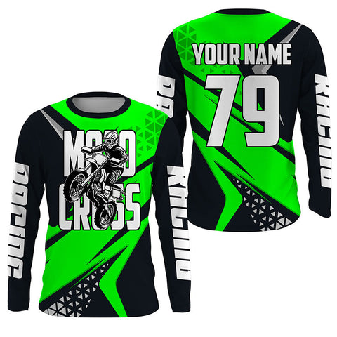 MX racing jersey green custom number Motocross kid adult UPF30+ off-road dirt bike shirt extreme PDT283